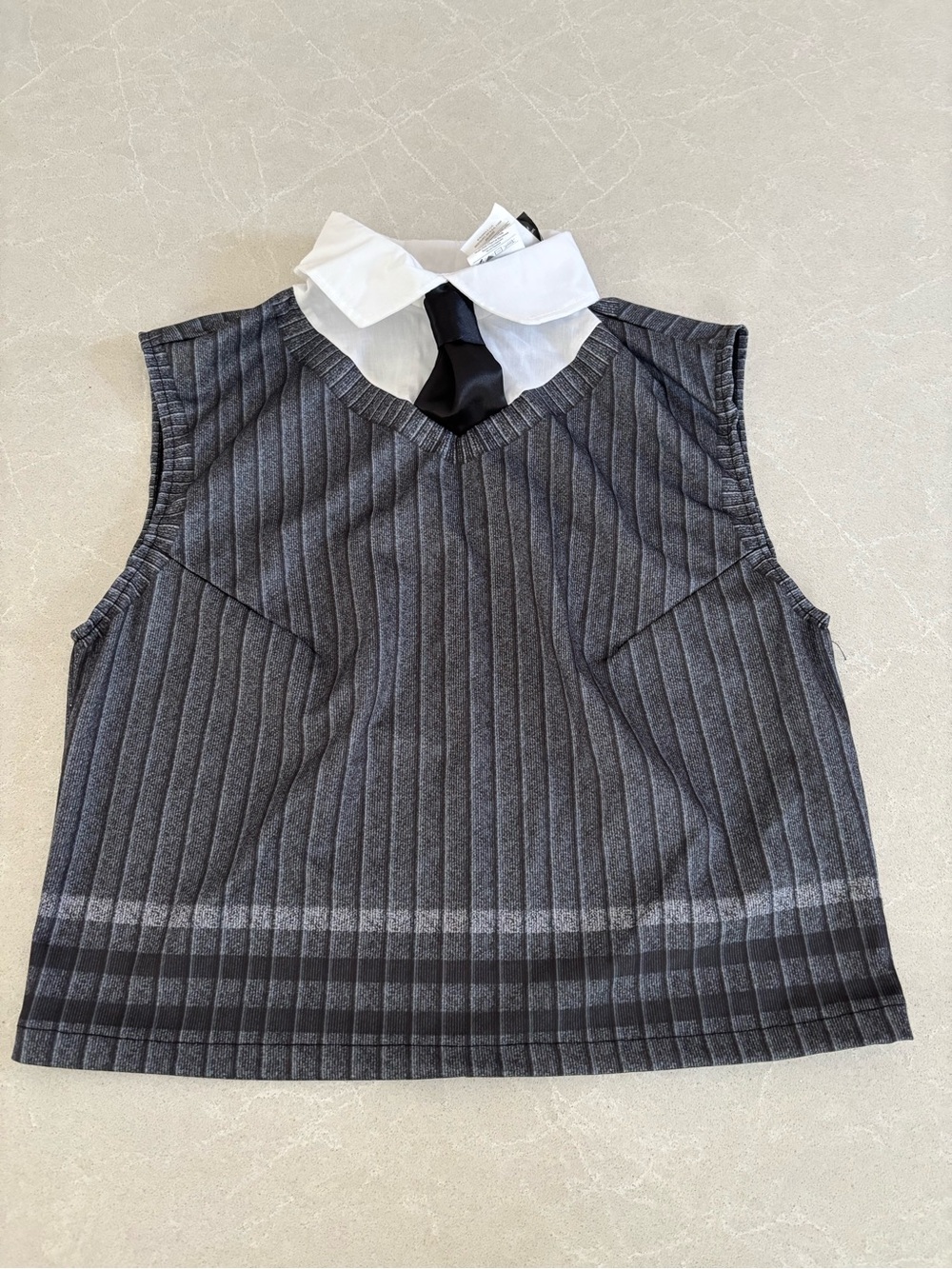 Rubie's Wednesday Addams Nevermore Pinstripe Crop Vest Top Tie Set Medium